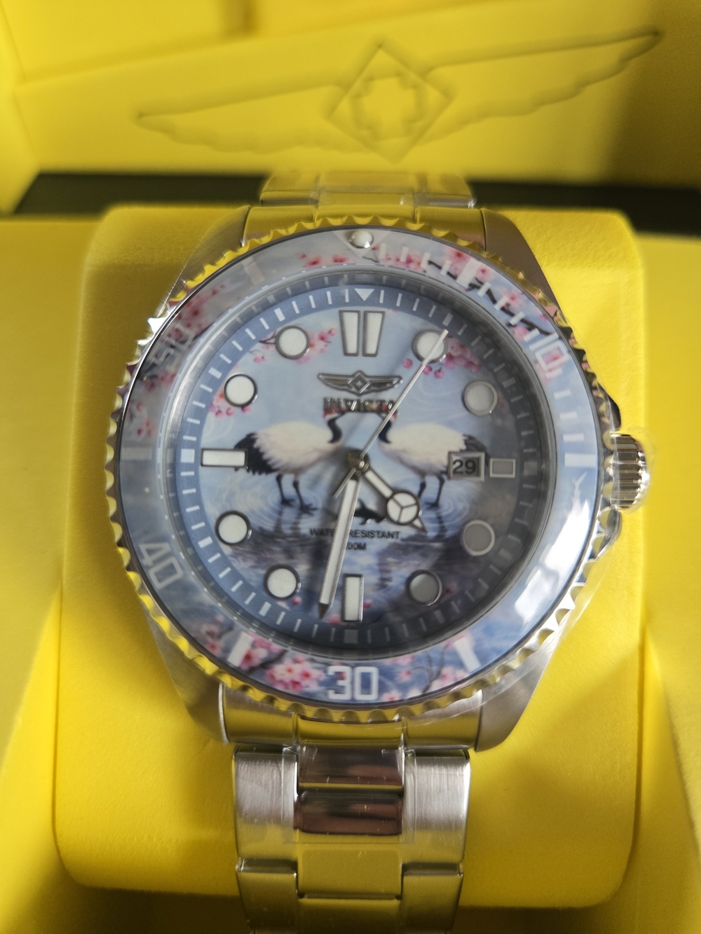 51063Invicta ProDiver Visions From Above Cranes Cherry Blossoms UnisexWatch 43mm - Picture 2 of 6